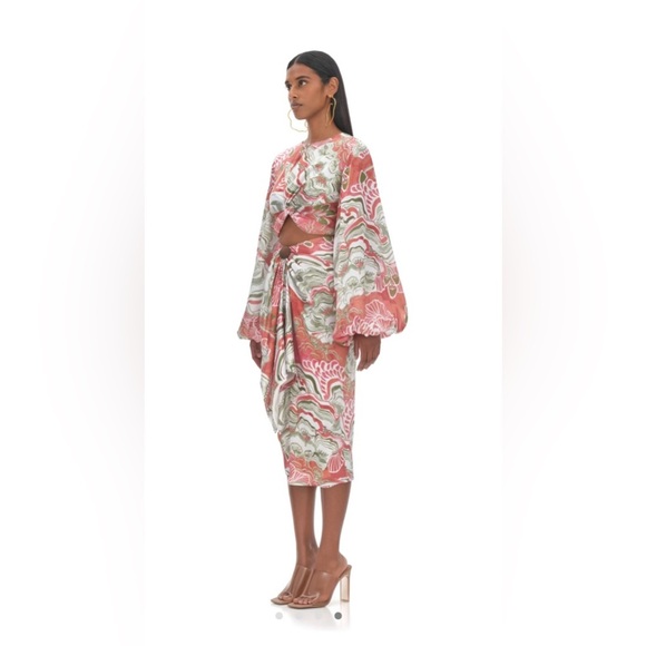 NWT Andrea Iyamah Swimwear Set Behati Abstract Mushroom Cropped Top  Size Large - Picture 3 of 3